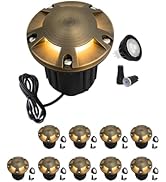 MALORY Brass Top Cover Landscape Well Lights,(φ126 mm) 12V Low Voltage Outdoor In Ground Lights,L...