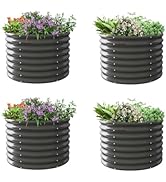 A ANLEOLIFE 6X3X2 ft Galvanized Raised Garden Beds Outdoor-4 Pack, Oval Large Metal Deep Root Pla...