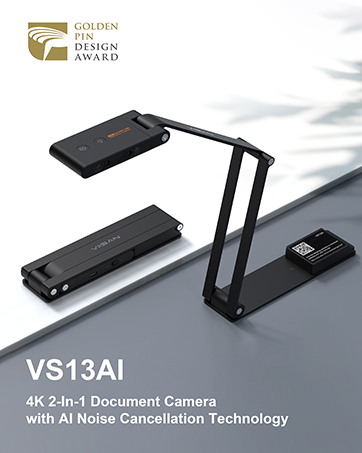 VIISAN VS5 Document Camera for Teachers, USB Visualizer A3-Size, 2K Webcam with Microphone, LED L...