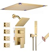 VANFOXLE Shower Faucet Set Brushed Gold Shower System,Four Modes Shower Faucet with 2 in 1 Handhe...