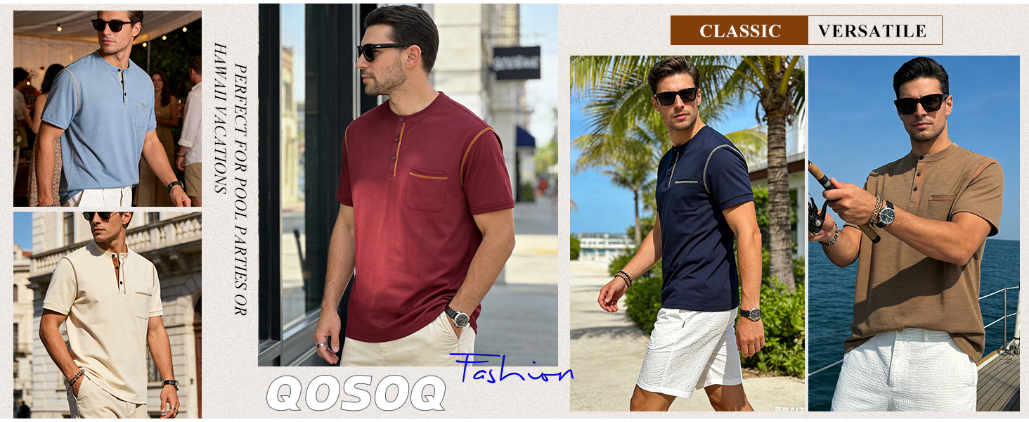 Mens Henley Shirt Short Sleeve T-Shirt Casual Pullover Summer Lightweight Tee Shirts with Button