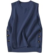 HangNiFang Women's Round Neck Sleeveless Pullover Ribbed Knit Sweater Vest Top
