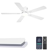Phylluz 52'' Flush Mount Ceiling Fan with Lights, Space-Saving Low Profile for Low Ceilings, App/...