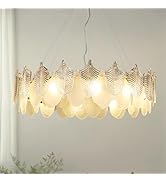 DLLT 20" Modern Crystal Chandelier, 8-Light Gold Luxury Pendant Light, Round Crystal Chandelier L...