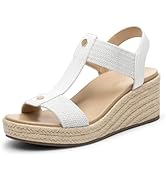 Athlefit Women's Espadrille Platform Wedge Sandals Comfortable Casual Elastic Strap Open Toe Sand...