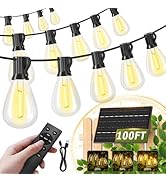 Amzrap 30FT Solar String Lights Waterproof, 10+1 LED Shatterproof Bulbs Solar Powered with Remote...
