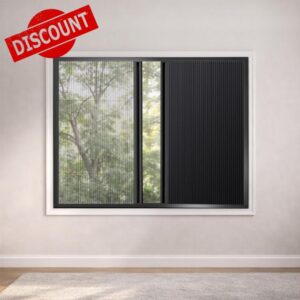 TIPIACE Ture Blackout No-Gap Cellular Honeycomb Shades for Windows Avoid Heat for Bedroom Nursery Media Room (Insect Screen System Full Black)