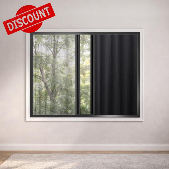 TIPIACE Ture Blackout No-Gap Cellular Honeycomb Shades for Windows Avoid Heat for Bedroom Nursery Media Room (Insect Screen System Full Black)