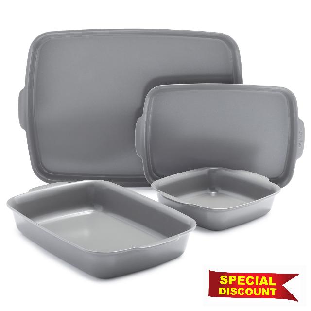 GreenPan Premiere Ovenware Healthy Ceramic Nonstick 4 Piece Bakeware Set