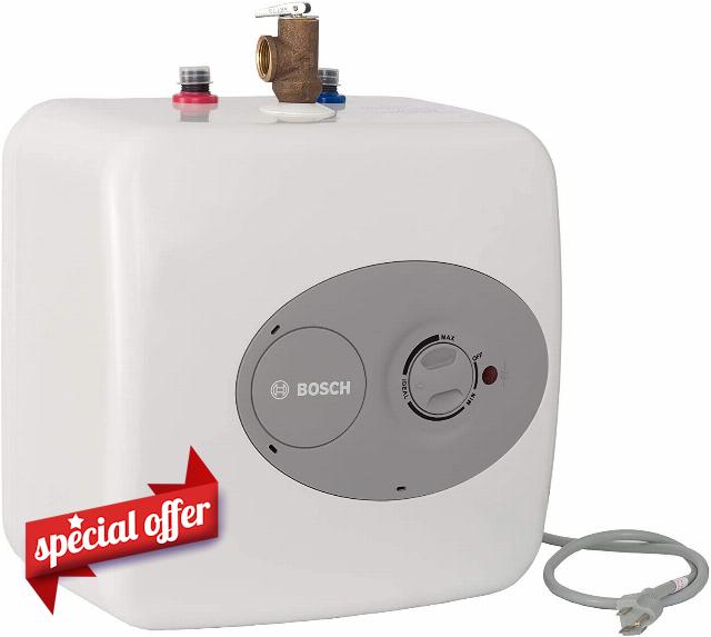 BOSCH Electric Mini-Tank Water Heater Tronic 3000 T 2.5-Gallon (ES2.5) - Eliminate Time for Hot Water - Shelf