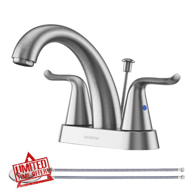 WOWOW Bathroom Faucet 2 Handle 4 Inch Centerset Bathroom Sink Faucet