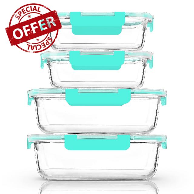 [80 oz & 36 oz]Extra Large Glass Food Storage/Baking Containers Set with Lids