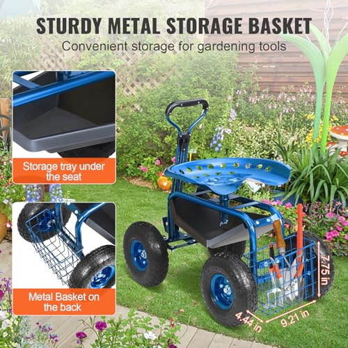 Wagon Scooter with Steering Handle & Utility Tool Tray