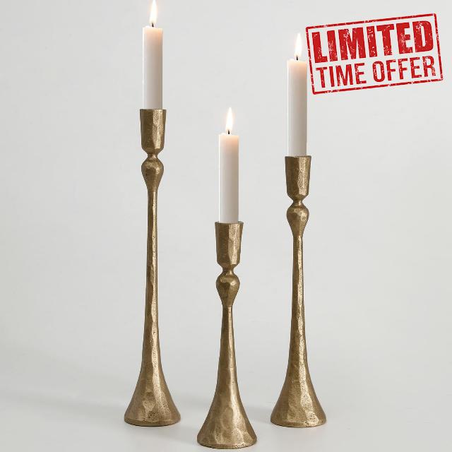 Vintage Cast Iron Taper Candle Holder - Set of 3 Decorative Candle Stand