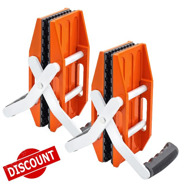 2 PACK Double Handed Stone Carrying Clamps with Black Rubber-lined