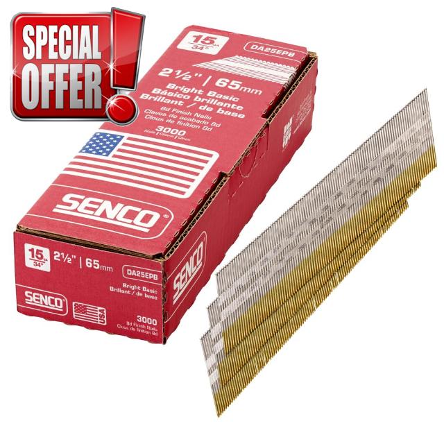 Senco DA25EPB 15 Gauge by 2-1/2 inch Length Bright Basic Finish Nail (3