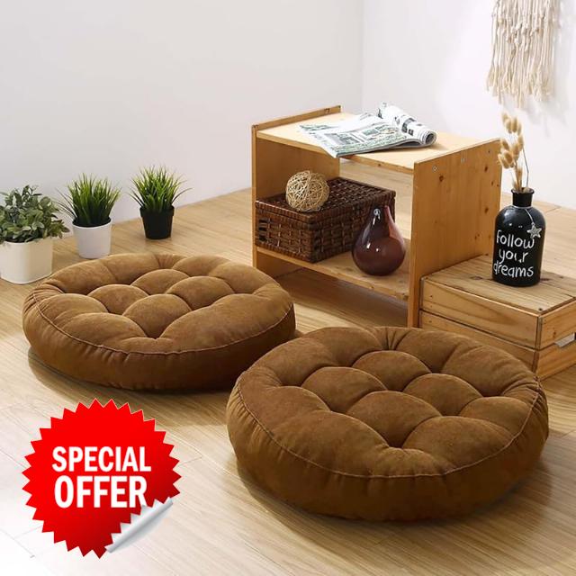 Meditation Floor Pillow Set of 2 Large Round Floor Cushions for Adults Tufted Corduroy Floor Seat Pillows Cushion for Living Room