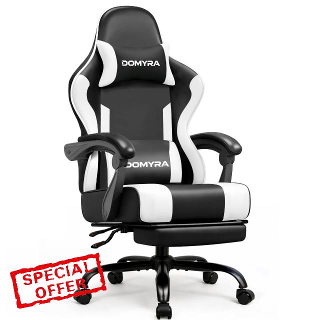 Gaming Chair Gamer Game - Ergonomic Gaming Chair with Footstool