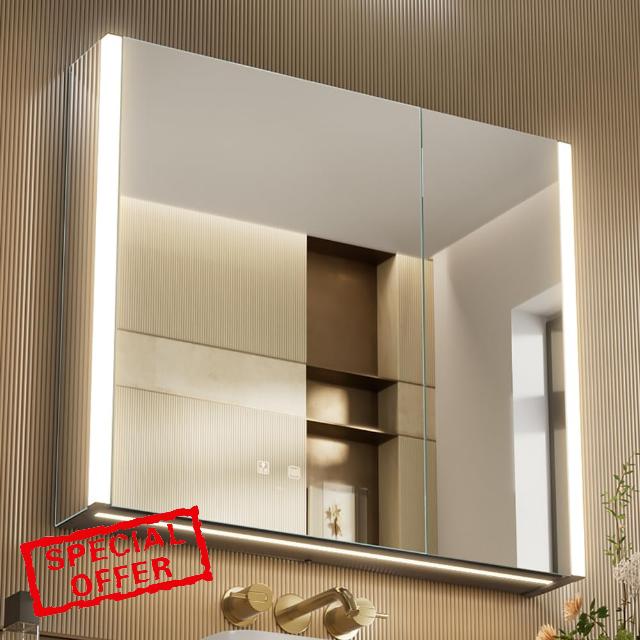 KWW LED Lighted Bathroom Medicine Cabinet with Sockets & USBs