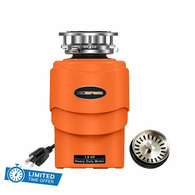 Garbage Disposal 1 HP Ultra Quiet Anti-Jam Grinding System Continuous Feed Food Waste Disposer with Power Cord Easy install