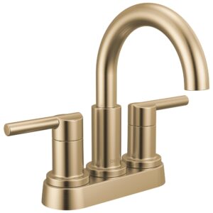 Delta Nicoli Centerset Brushed Gold Bathroom Faucet with Sprayer