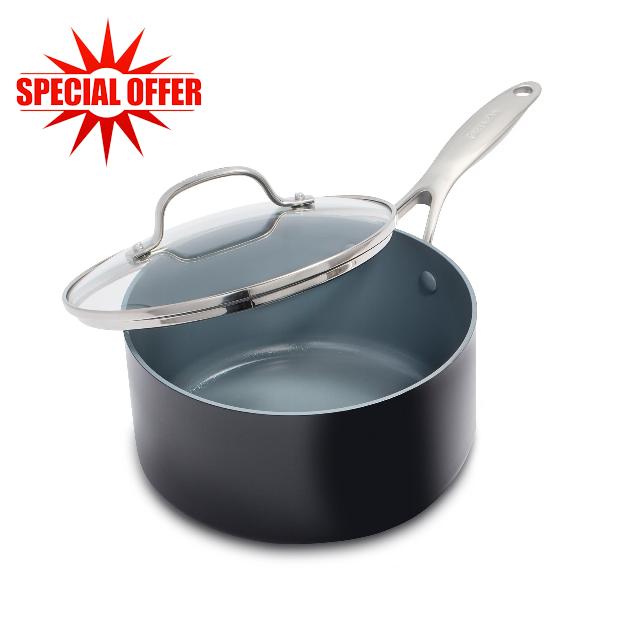 GreenPan Valencia Pro Hard Anodized Healthy Ceramic Nonstick 2QT Saucepan Pot with Lid