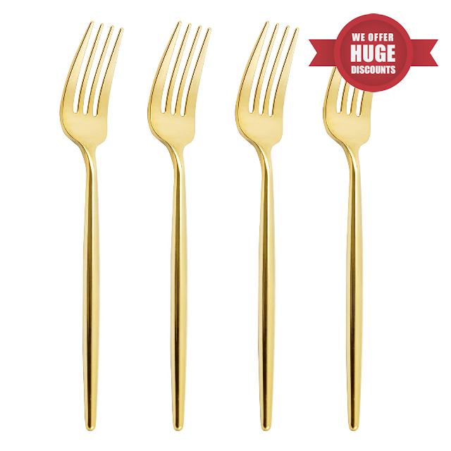 U-QE 180Pcs Gold Plastic Forks - 7.6 Inch Heavy Duty Plastic Forks