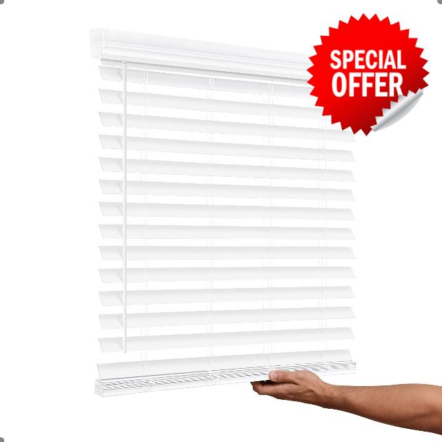 Cordless Faux Wood Blind - AOSKY 2 Inch Wood Blinds for Living Room