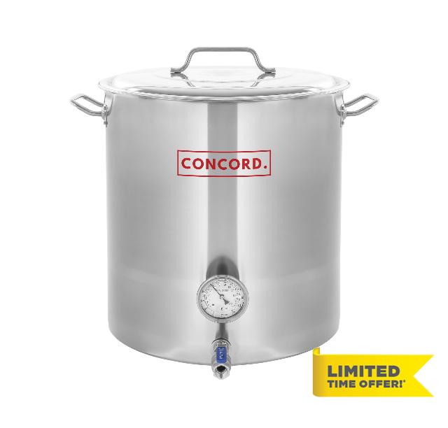 CONCORD Stainless Steel Home Brew Kettle Stock Pot (Weldless Fittings) (20 QT/ 5 Gal)