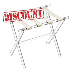 Sumerflos Acrylic Luggage Rack for Guest Room - Foldable Suitcase Stand with Leather Straps for Bedroom Living Room Hotel Heavy-Duty