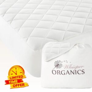 100% Cotton Organic Mattress Pad - Luxury Quilted Mattress Topper Protector Plush & Breathable Machine Washable Design - Fairtrade & GOTS Certified Premium 400GSM Thick with Deep Pocket (Twin)