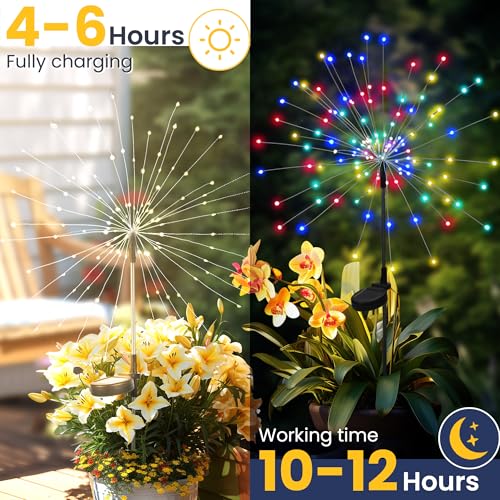 Solar Garden Lights Outside Fairy Firework Decorative