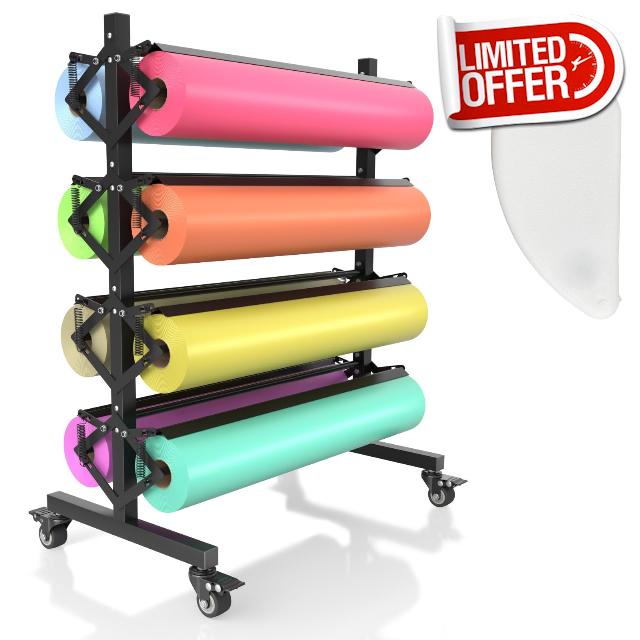 Paper Roll Dispenser Rack with Cutter