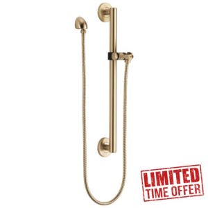 DELTA FAUCET 51600-CZ Adjustable Slide Grab Bar Assembly with Elbow Handshower