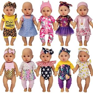 Windolls 10 Sets 14-16 Inch Baby Doll Clothes Dress Outfits Headbands Accessories fits New Born 15 inch Baby Doll