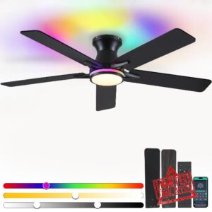 52" RGB Ceiling Fans with Lights and Remote/APP
