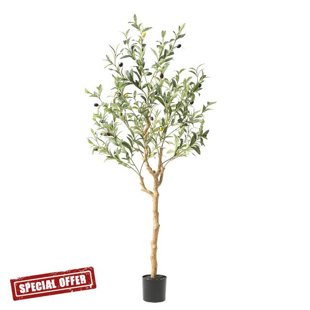 Nafresh Tall Faux Olive Tree，4Ft(48in) Realistic Texture Potted Silk Artificial Olive Tree， Fake Olive Trees Indoor Outdoor for Home Office Living Room Bedroom Foyer Porch Decor.