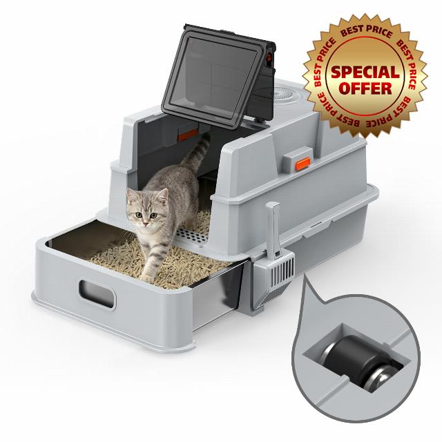 XXXL Stainless Steel Litter Box with Lid
