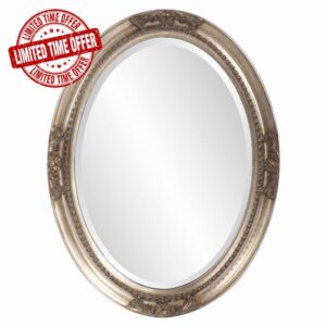 Howard Elliott Collection Queen Ann Oval Antique Silver Leaf Wall Mirror