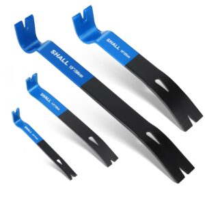 SHALL 4-Piece Flat Pry Bar Set -15" 10" 7.5" 5.5"- Heavy Duty & Mini Nail Puller Crowbar