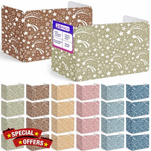 24 Pcs Privacy Folders Bulk Corrugated Board Desk Privacy Boards Heavy Duty Waterproof Star Trifold Testing Dividers for Classroom Student Office School