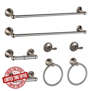 BGL Bathroom Hardware Set Brushed Nickel Adjustable Expandable Bath Towel Bars Bathroom Accessory Set Towel Racks 8-Pieces Wall Mou