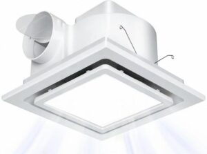 Nalle Ventilation Fans Bathroom Exhaust Fan with Light 9.6 inch Panel 6000K 12W Square LED 112 CFM 1.0 Sones 4 Inch Duct 110V Quiet Ceiling Mount Exhaust Fan for Shower