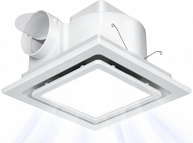 Nalle Ventilation Fans Bathroom Exhaust Fan with Light 9.6 inch Panel 6000K 12W Square LED 112 CFM 1.0 Sones 4 Inch Duct 110V Quiet Ceiling Mount Exhaust Fan for Shower