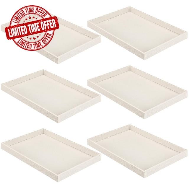 Quelay 6 Pcs Velvet Stackable Jewelry Tray Showcase Display