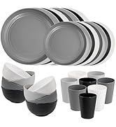 Supernal 32pcs Wheat Straw Dinnerware Sets,Plastic Plates and Bowls Sets for 8,Unbreakable Plates...