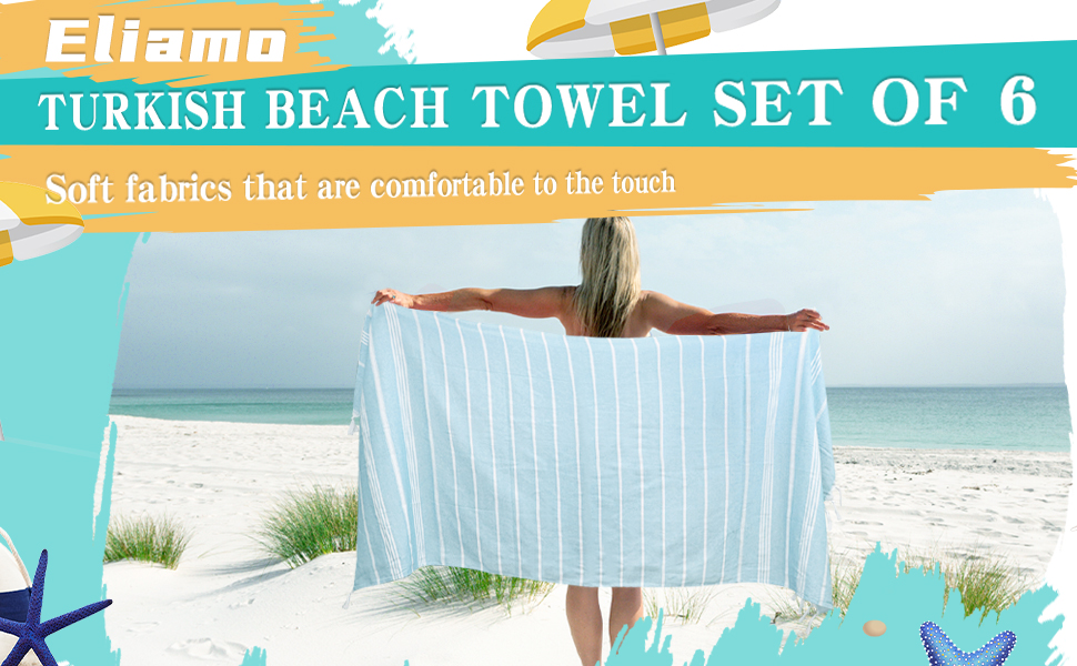 Turkish Beach Towel Set of 6
