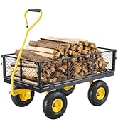 VEVOR 500 Lbs Steel Garden Cart, Heavy Duty Garden Wagon Cart Pullable on Wheels, Metal Yard Util...
