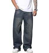 DFGIGT Baggy Jeans for Men Drawstring Elastic Waist Loose Fit Y2K Denim Pants with Pockets