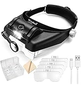 Dilzekui Magnifying Glass with Light 1.5X to 5.0X, Rechargeable Magnifying Glasses Head Magnifier...